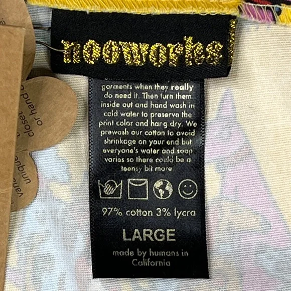 NWT NOOWORKS Dog Party Yellow Twill Mini Skirt Size Large - Picture 7 of 8